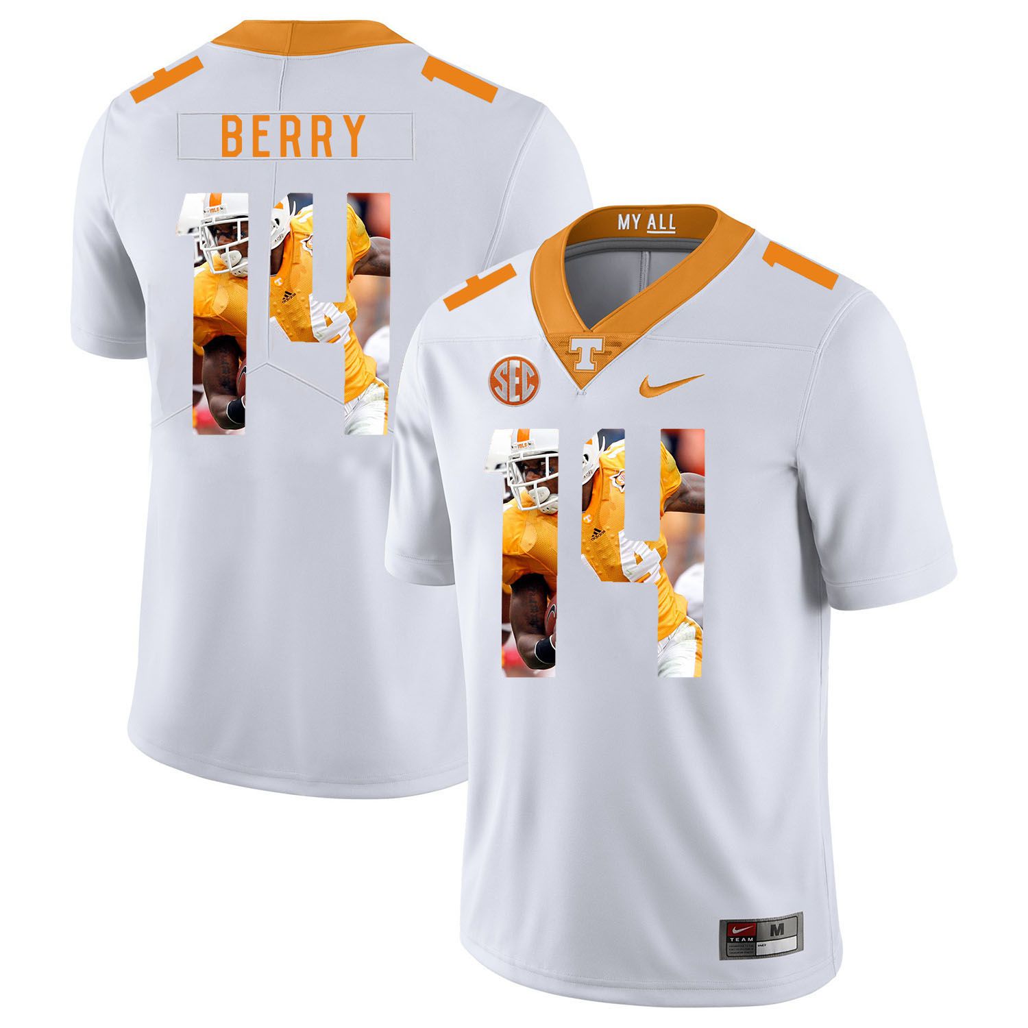 Men Tennessee Volunteers 14 Berry White Fashion Edition Customized NCAA Jerseys